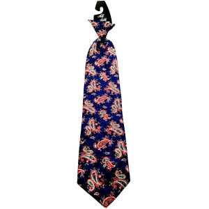 Vintage Blue Red Paisely Clip-on Silk Tie 3.8x19" NEW Peebles Clothing Co
